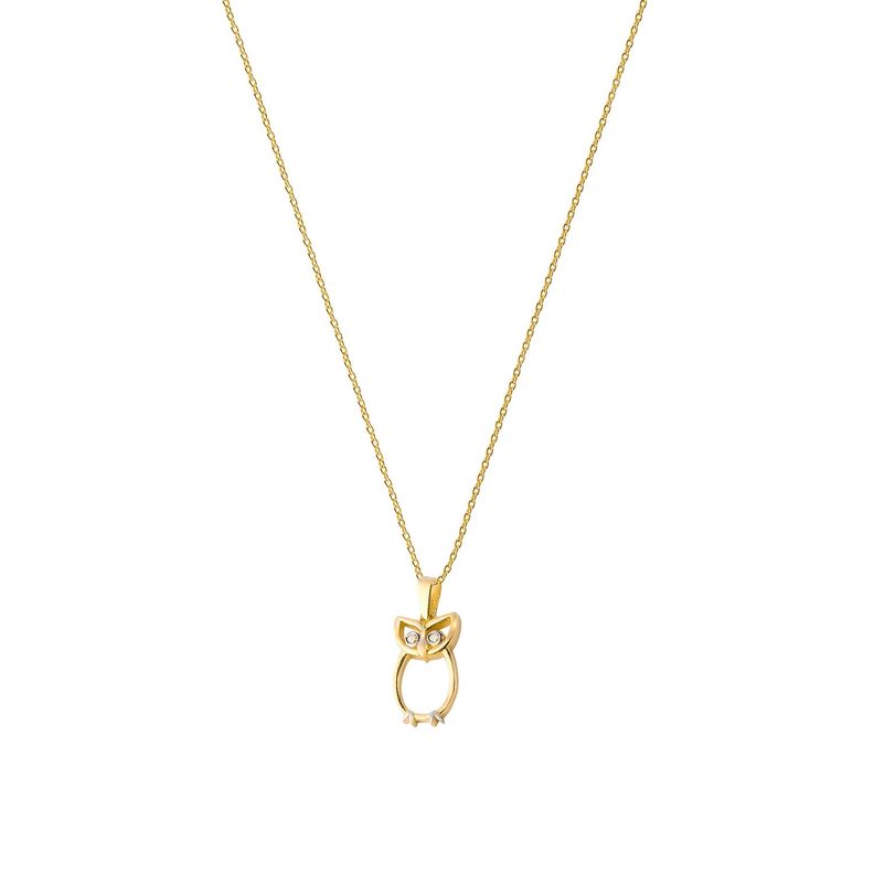 Collar de Oro 18kt Buho con circones-2