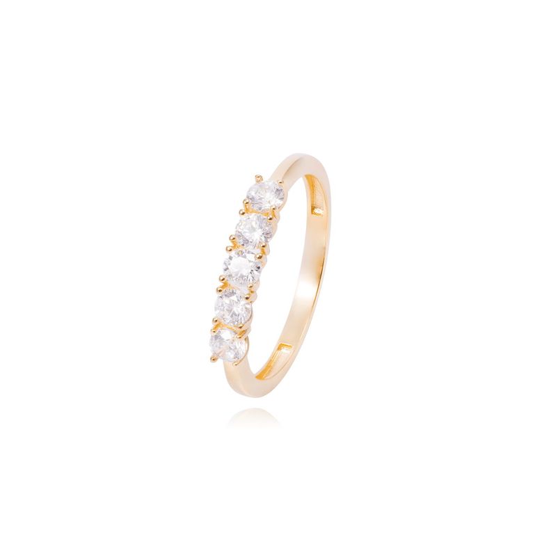 Anillo Compromiso de Oro de 18kt Cinco circonitas-0