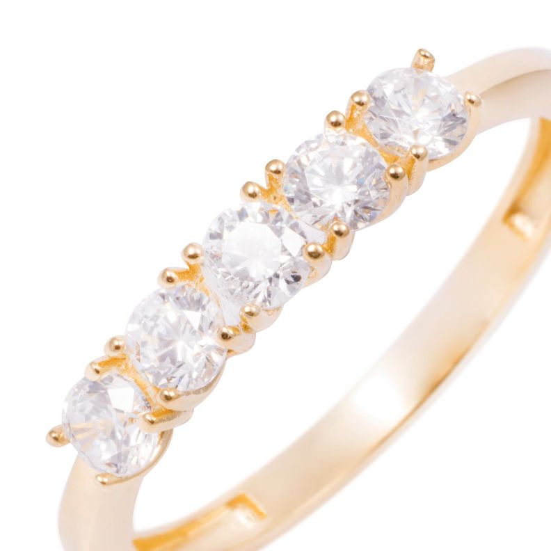 Anillo Compromiso de Oro de 18kt Cinco circonitas-1