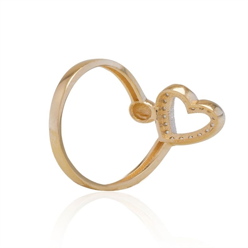 Anillo de Oro 18kt Corazón de Circonitas y Punto-2