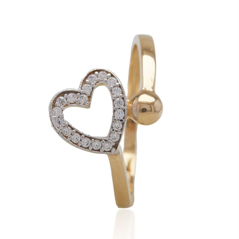 Anillo de Oro 18kt Corazón de Circonitas y Punto-1