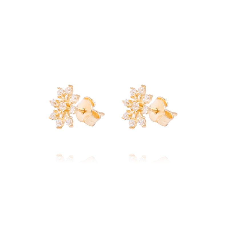 Aros de Oro de 18kt Circonitas copo de nieve-0