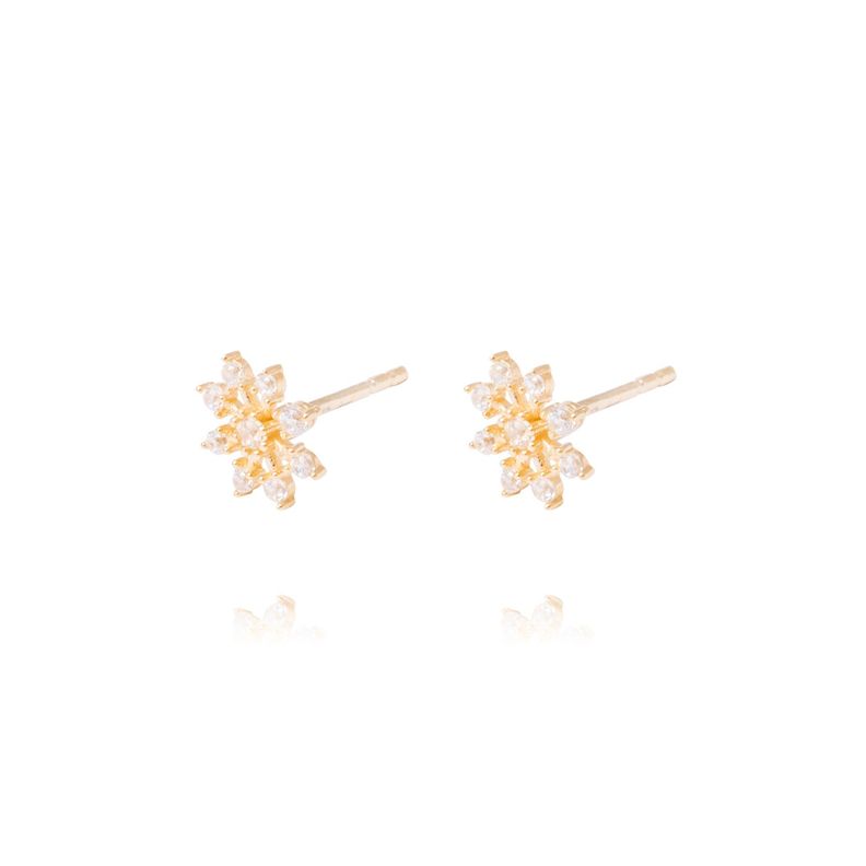 Aros de Oro de 18kt Circonitas copo de nieve-1