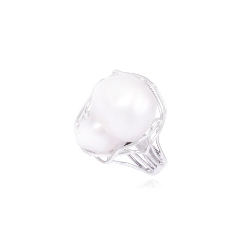Anillo Oro Blanco 18kt Perla Nácar-0