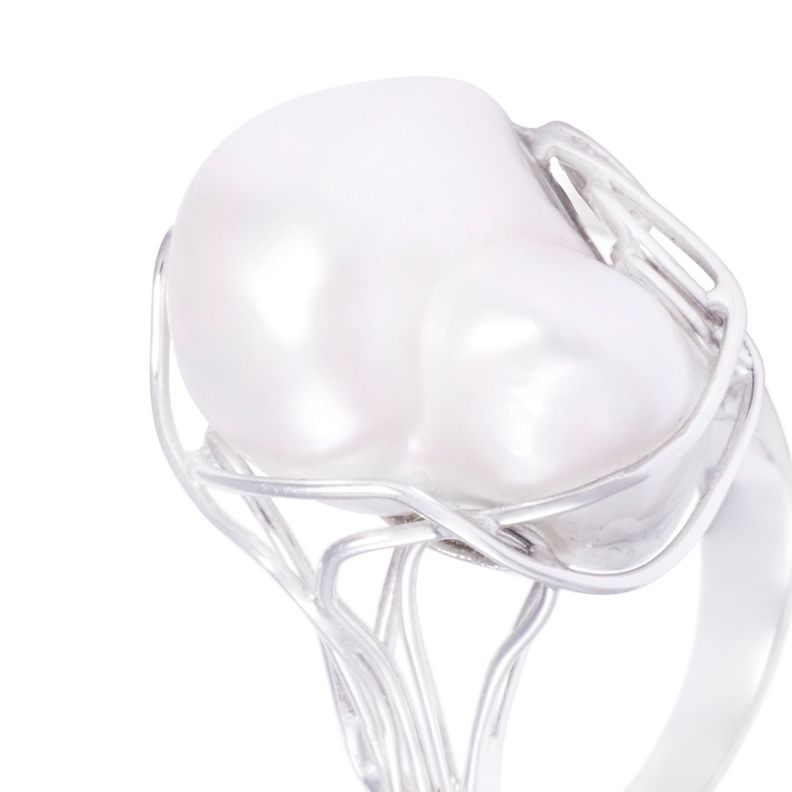 Anillo Oro Blanco 18kt Perla Nácar-1