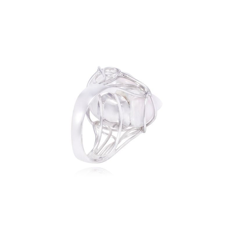 Anillo Oro Blanco 18kt Perla Nácar-2