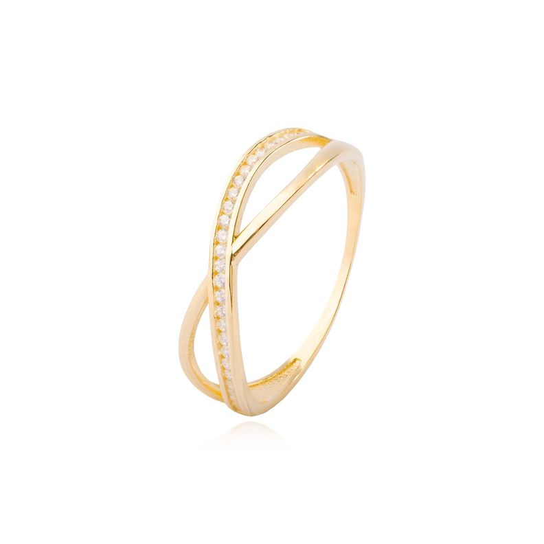 Anillo Oro Amarillo 14kt Enlace Brillante con Circonitas-0