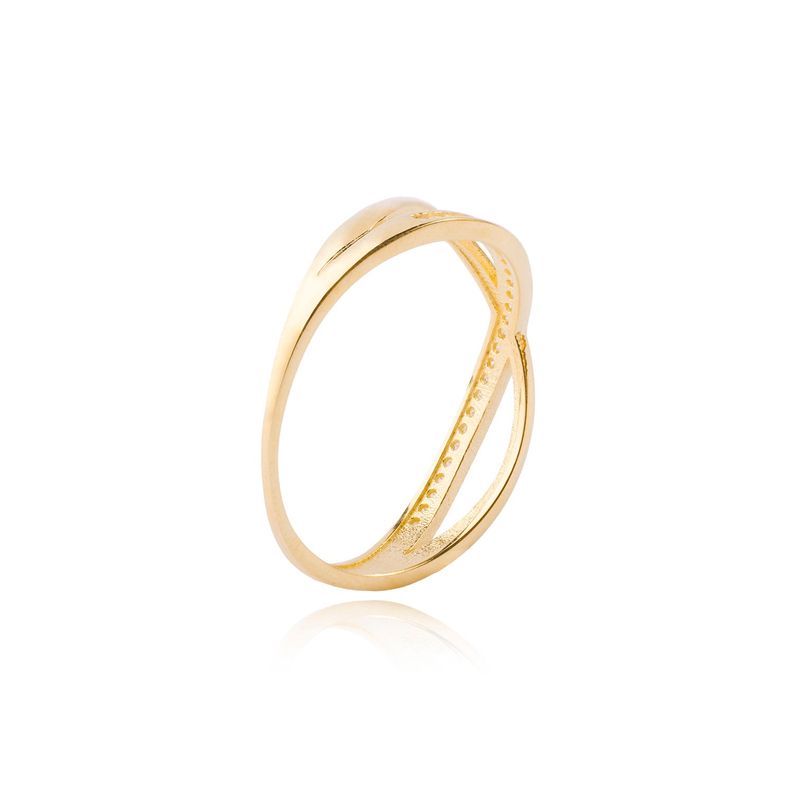Anillo Oro Amarillo 14kt Enlace Brillante con Circonitas-2