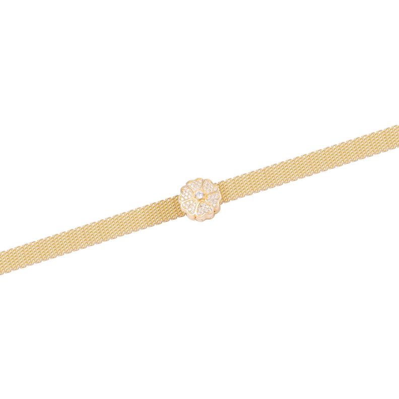 Dije de Plata broche Trébol 6 hojas Circonita Revestido en Oro 18kt-2