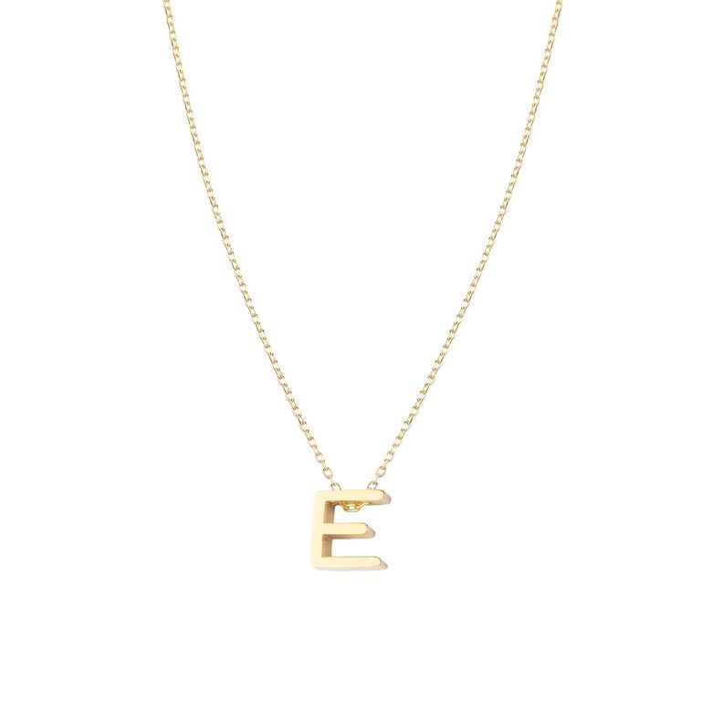 Collar de Plata Esterlina 925 Letra E Revestido en Oro 18kt-0