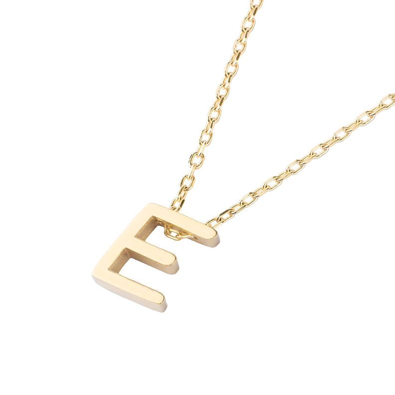 Collar de Plata Esterlina 925 Letra E Revestido en Oro 18kt-1
