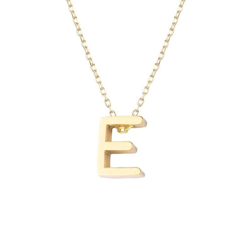 Collar de Plata Esterlina 925 Letra E Revestido en Oro 18kt-2