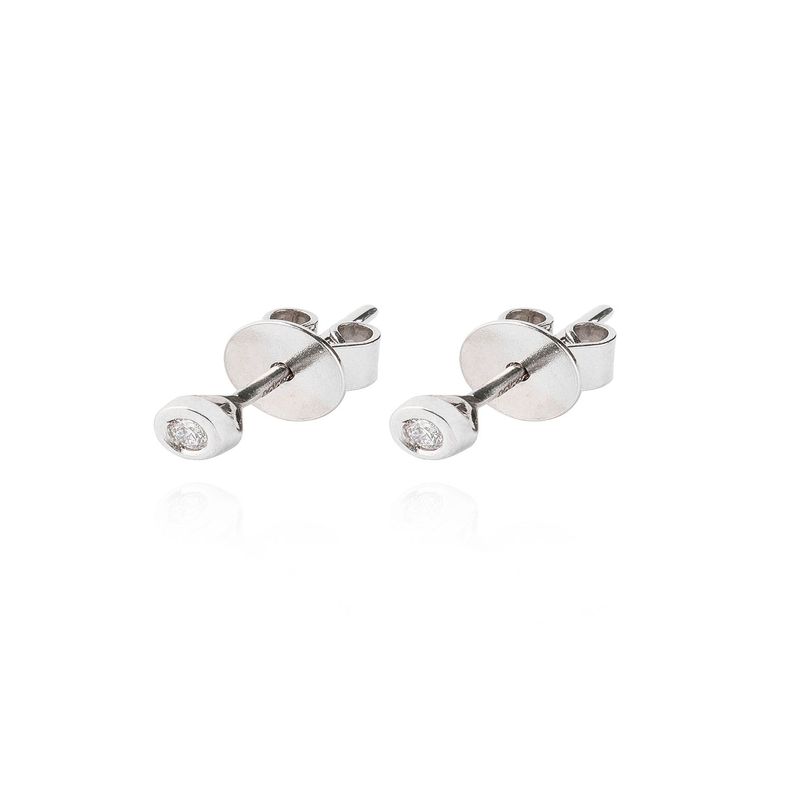 Aros Oro Blanco 18kt Diamantes Punto de Luz  4pts total SI/H-0