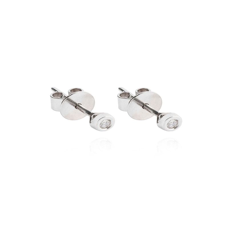 Aros Oro Blanco 18kt Diamantes Punto de Luz  4pts total SI/H-2