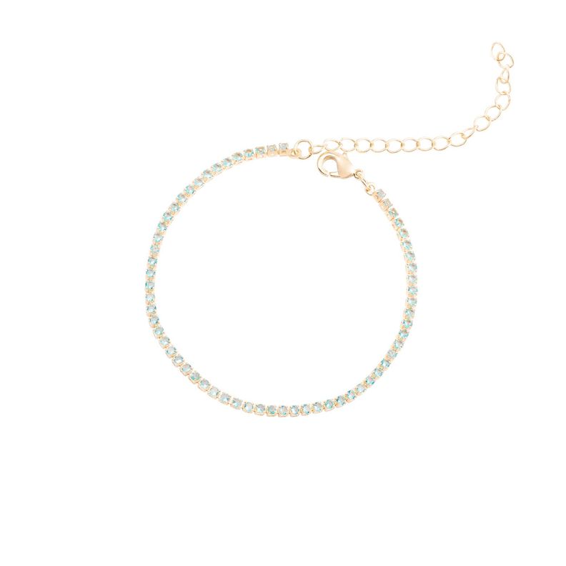Pulsera de Plata Esterlina 925 Cristal Verde Bañado en Oro 14kt-0