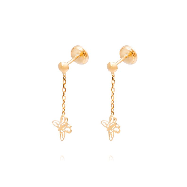 Aros Oro Amarillo 18kt Colgantes Mariposas-0