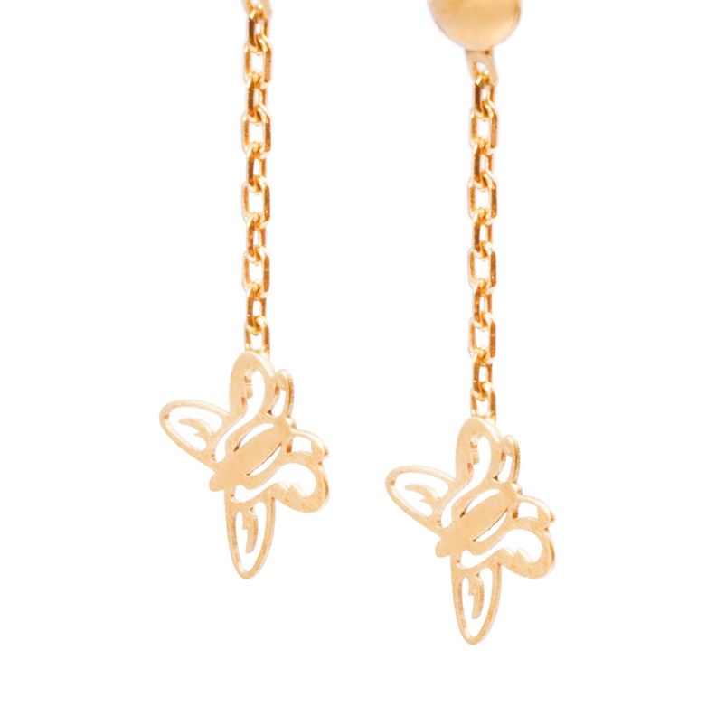Aros Oro Amarillo 18kt Colgantes Mariposas-1
