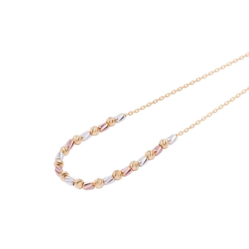 Pulsera Oro Amarillo 18kt Detalles Tricolor Ajustable-1