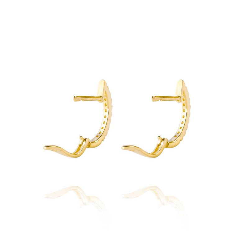 Aros de Oro 18kt Argollas Circón en U-1
