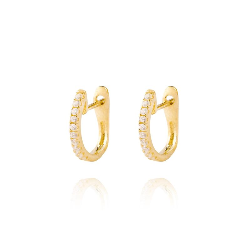 Aros de Oro 18kt Argollas Circón en U-2