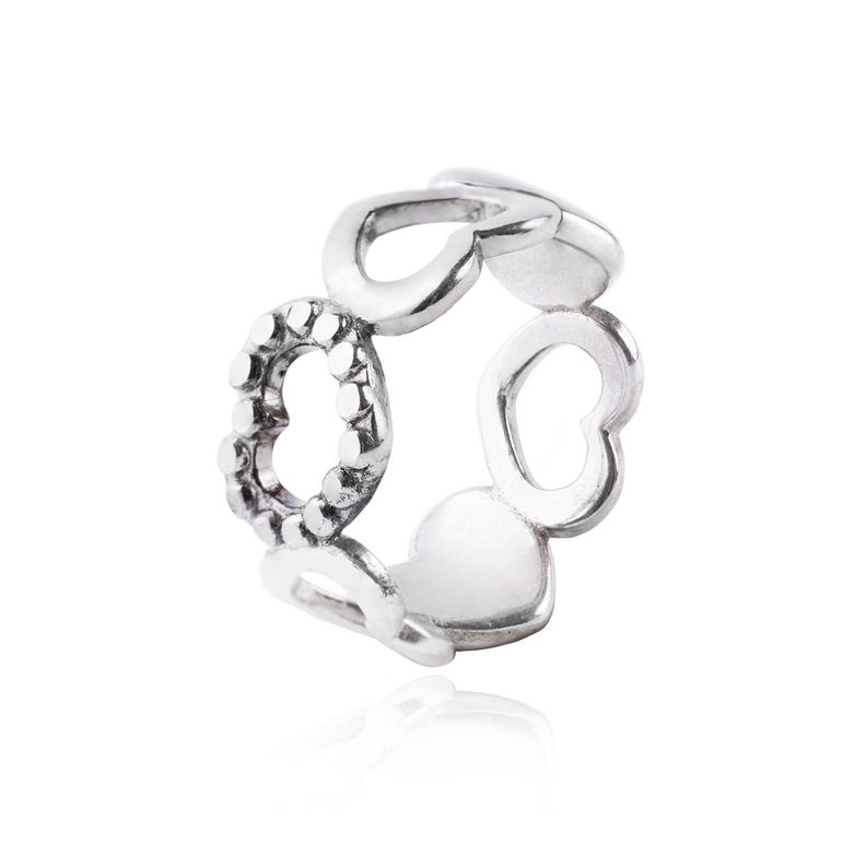 Anillo de Plata Esterlina 925 Corazones Grandes 2-0