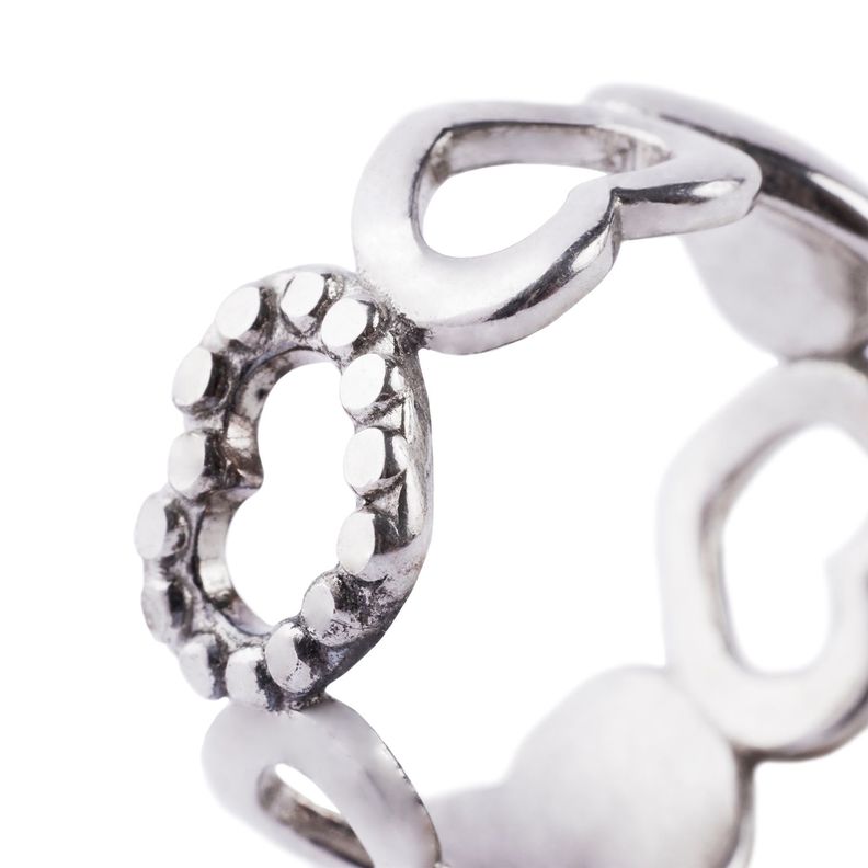 Anillo de Plata Esterlina 925 Corazones Grandes 2-1
