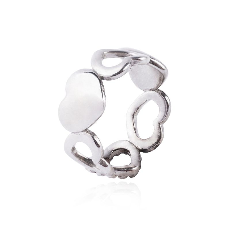 Anillo de Plata Esterlina 925 Corazones Grandes 2-2