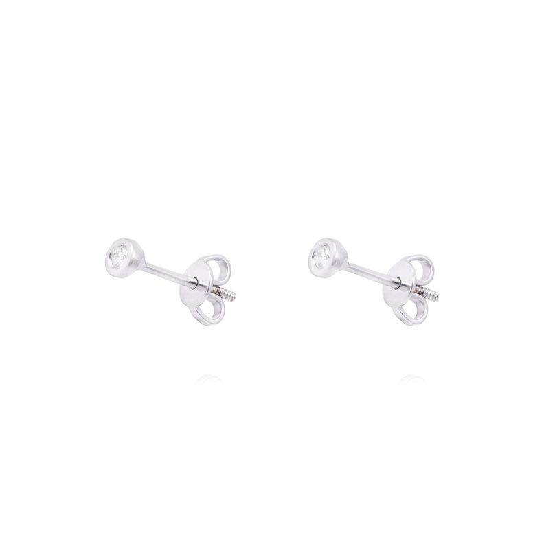 Aros de Oro Blanco 18kt Punto de Luz con Diamante 8Pts-0