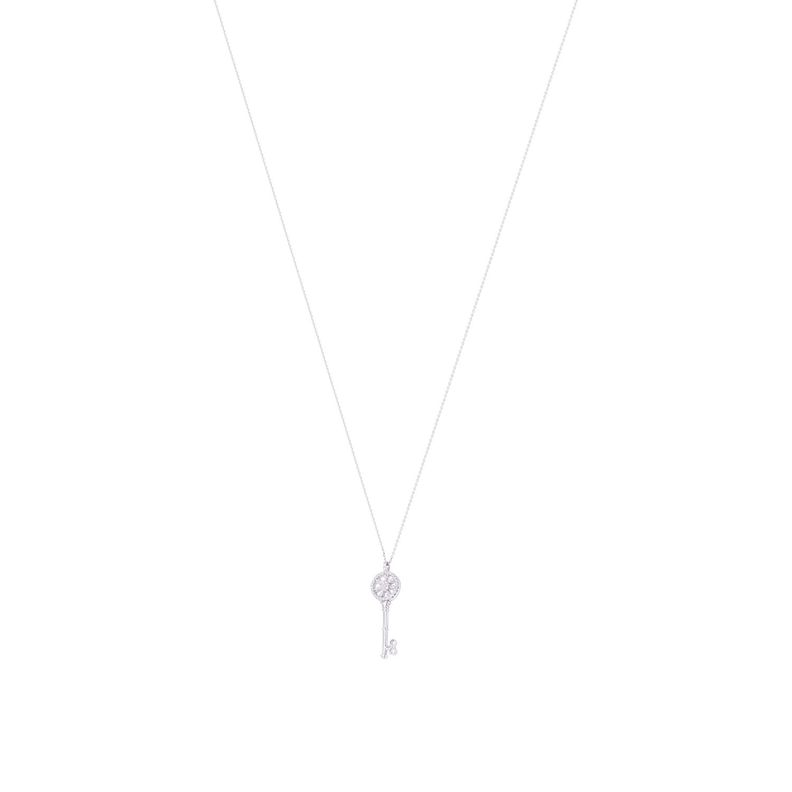 Collar de Oro de 18kt Llave blanca 8 puntos de diamante-2
