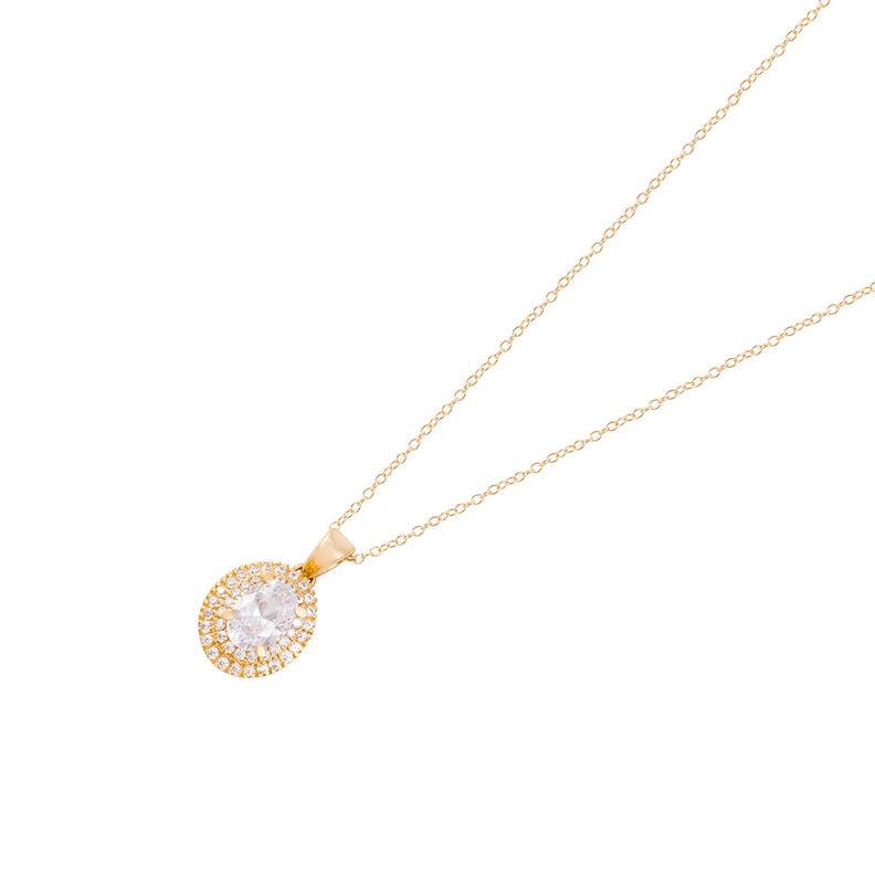 Collar de Oro 18kt Medalla Circonita Grande-0