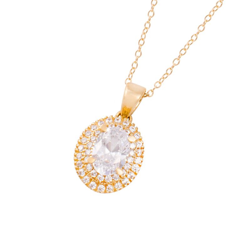 Collar de Oro 18kt Medalla Circonita Grande-1