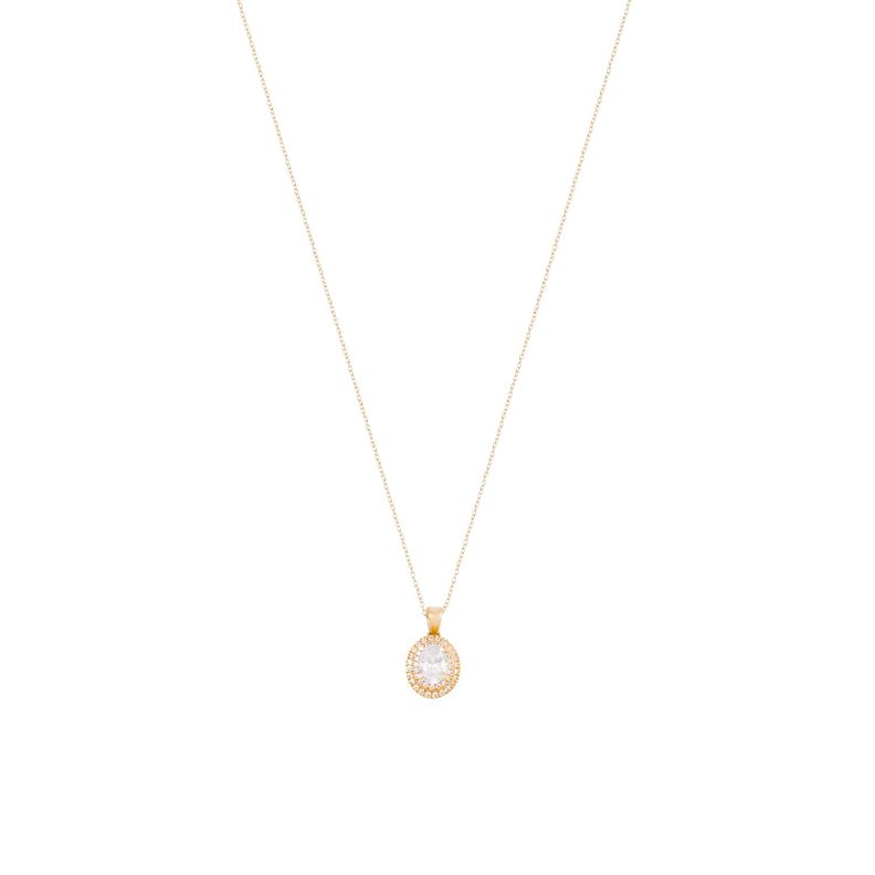 Collar de Oro 18kt Medalla Circonita Grande-2