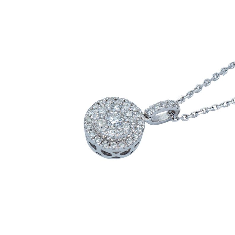 Collar de Oro Blanco de 18kt con Diamante  Modelo circulo 42 Puntos-1