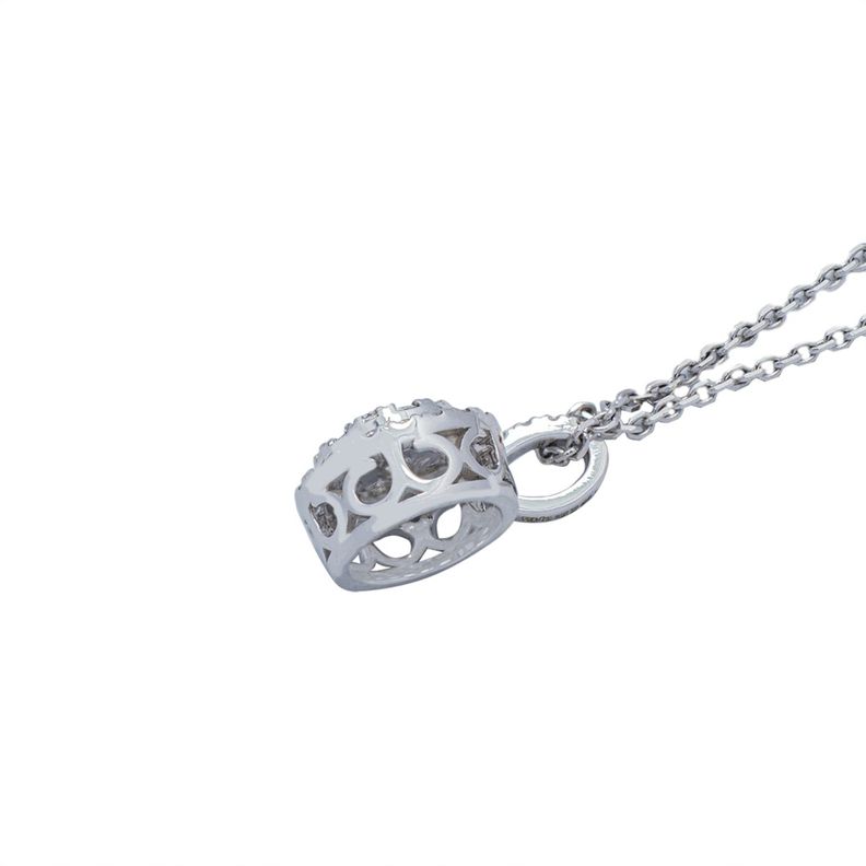Collar de Oro Blanco de 18kt con Diamante  Modelo circulo 42 Puntos-2