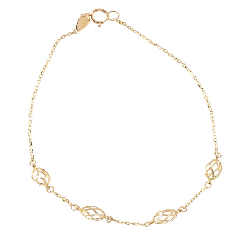 Pulsera de Oro 18kt Hojas Biceladas-2