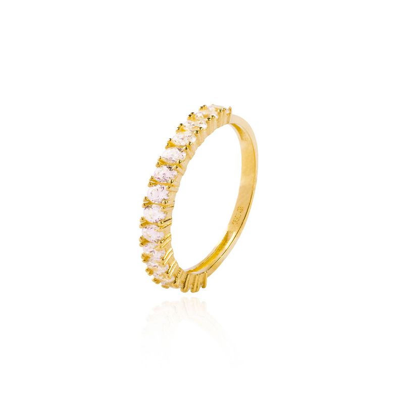 Anillo Compromiso de Oro 18Kt Medio Cintillo Circon 2mm-0