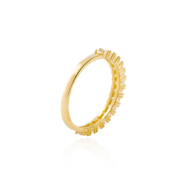 Anillo Compromiso de Oro 18Kt Medio Cintillo Circon 2mm-1