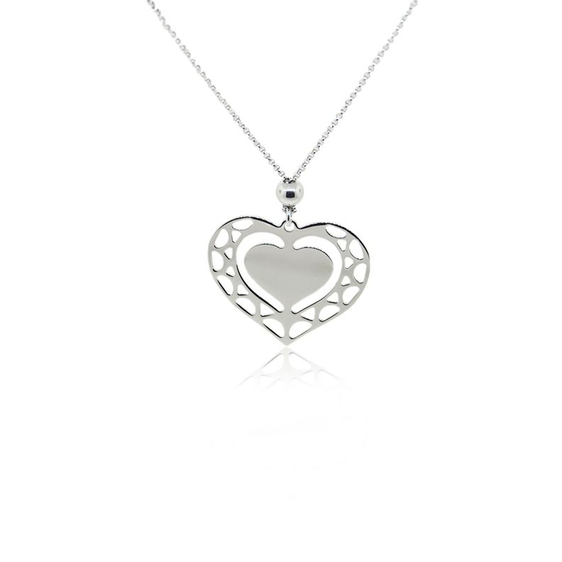 Collar Plata Esterlina 925 Corazón Centro-1