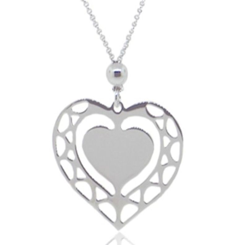 Collar Plata Esterlina 925 Corazón Centro-2
