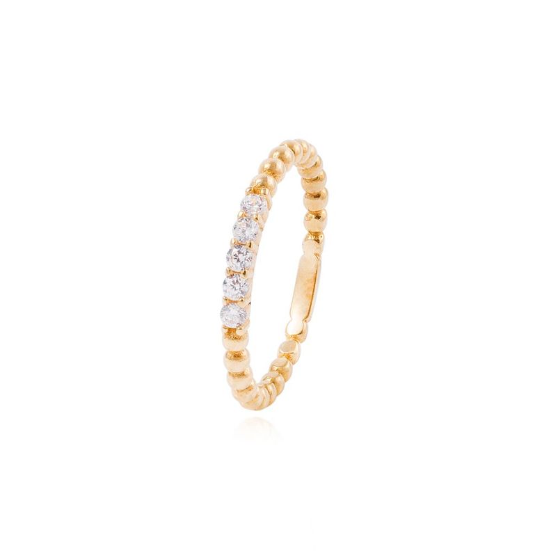 Anillo Compromiso de Oro 18Kt Circón Bolitas-0