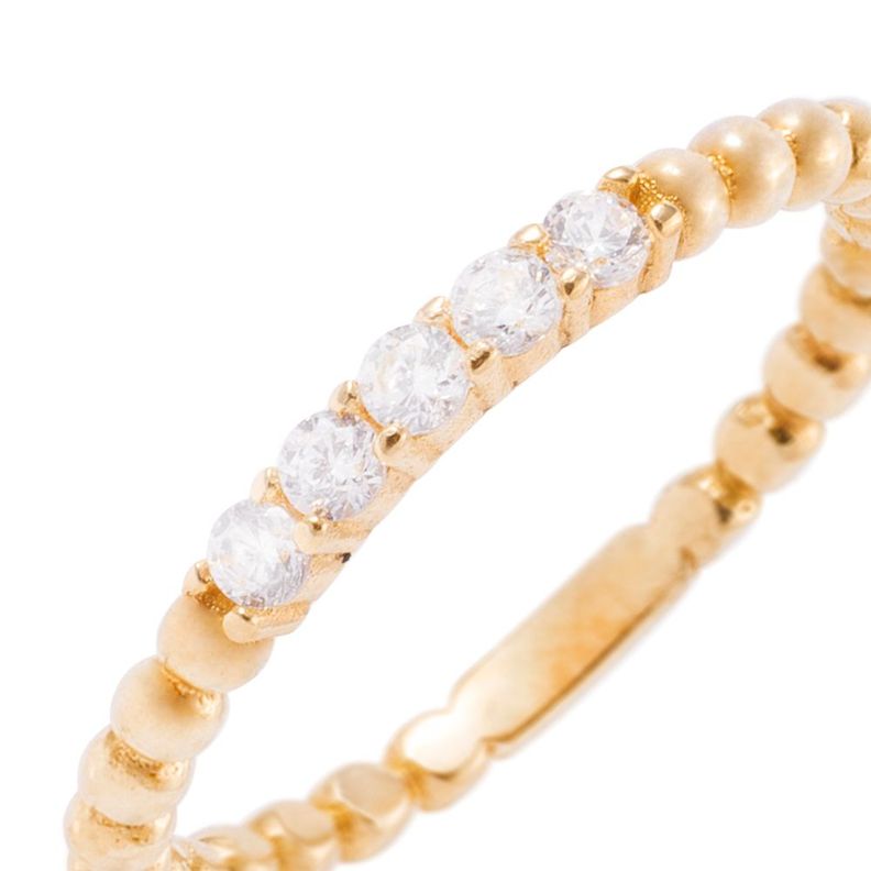 Anillo Compromiso de Oro 18Kt Circón Bolitas-1