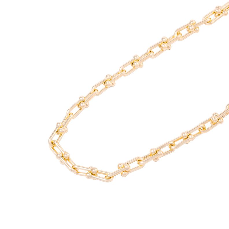 Collar de Plata Esterlina 925 Eslabones gruesos Bañado en Oro 14kt-1
