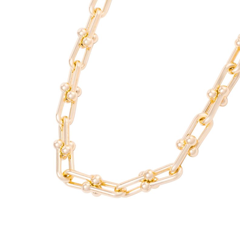 Collar de Plata Esterlina 925 Eslabones gruesos Bañado en Oro 14kt-2