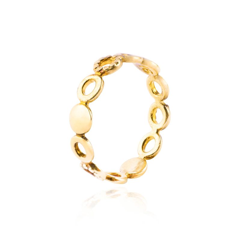 Anillo Plata Esterlina 925 Círculos 40 Revestido en Oro 18kt-0