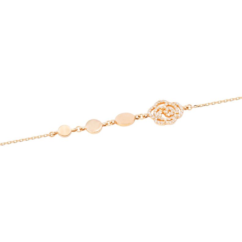 Pulsera de Oro Amarillo 18kt Rosa de Diamantes 16 Pts-1
