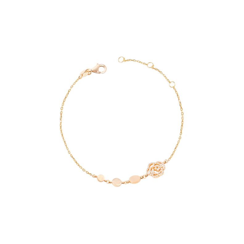 Pulsera de Oro Amarillo 18kt Rosa de Diamantes 16 Pts-2