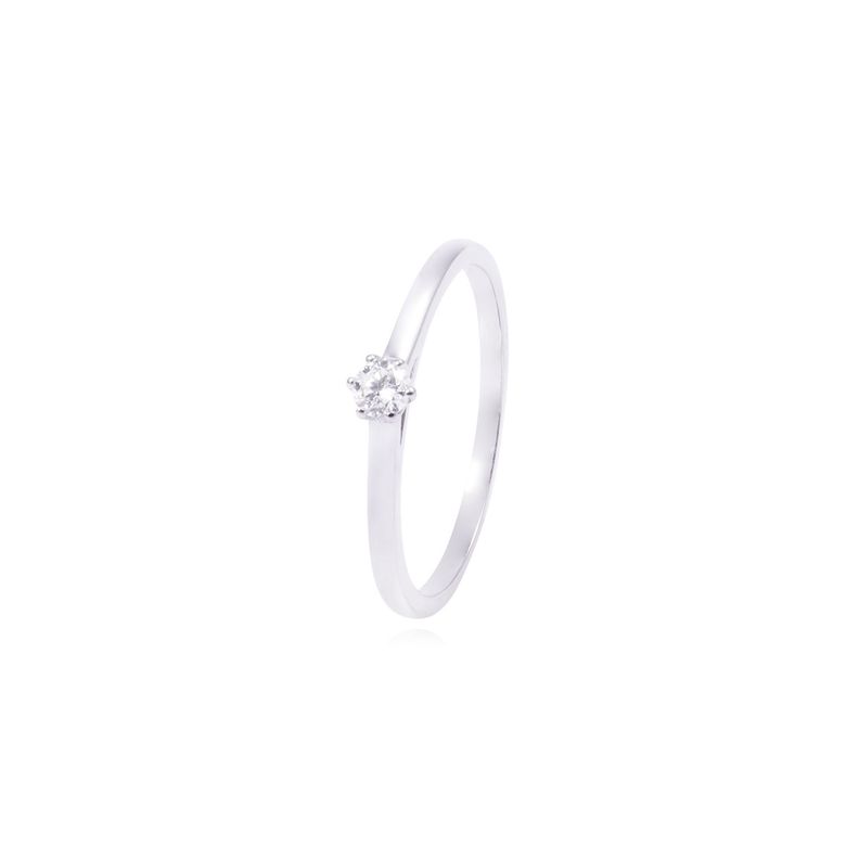 Anillo Compromiso de Oro de 18kt Solitario 6 puntos de diamante-0
