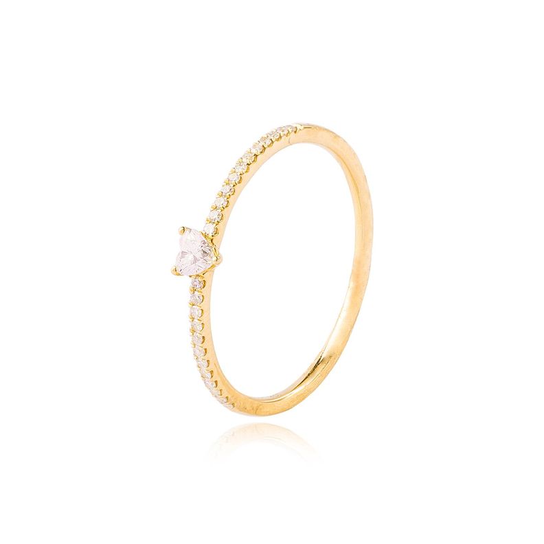 Anillo Oro Amarillo 18kt Diamantes Corazón 1x11 Pts y 8 Pts-0