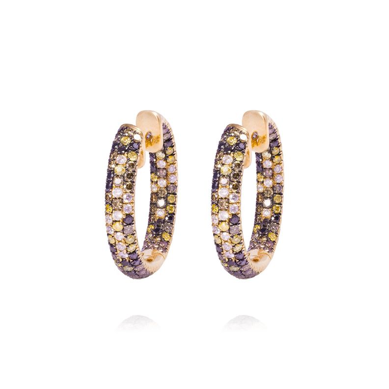 Aros Oro Amarillo 18kt Argollas Diamantes 2,21 Qlts-0