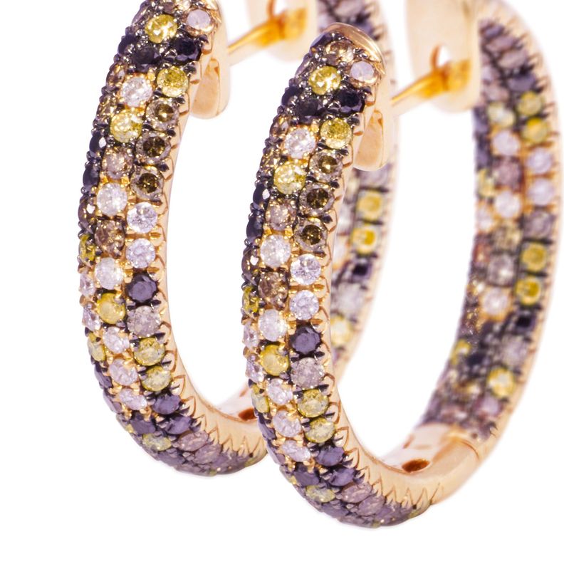 Aros Oro Amarillo 18kt Argollas Diamantes 2,21 Qlts-1